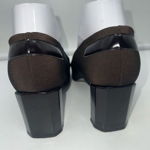 Stuart Weitzman Pumps Brown Fabric,  Block Heel, Women’s Sz 8AA - Picture 4 of 12
